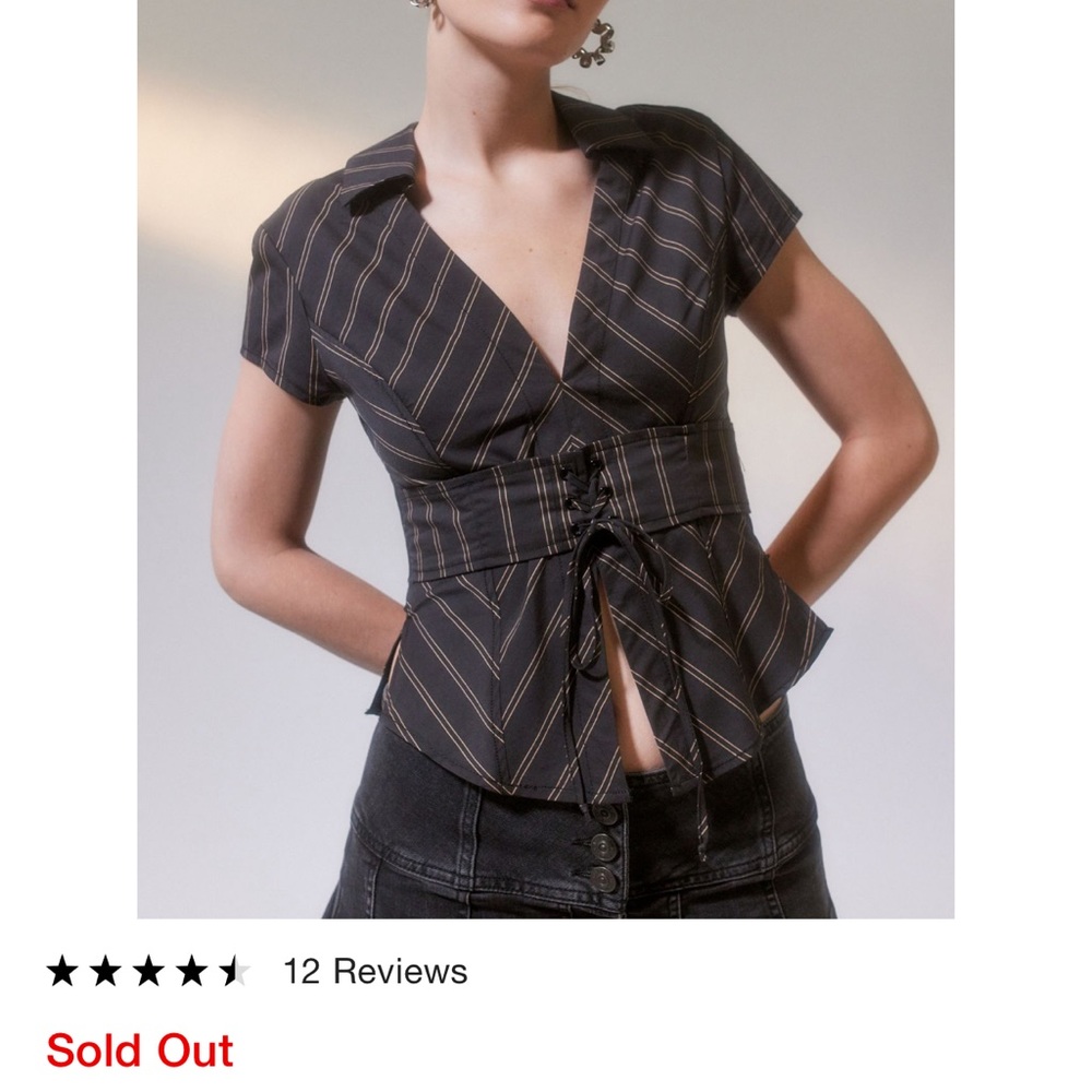 Urban outfitters Carmella collared lace up top